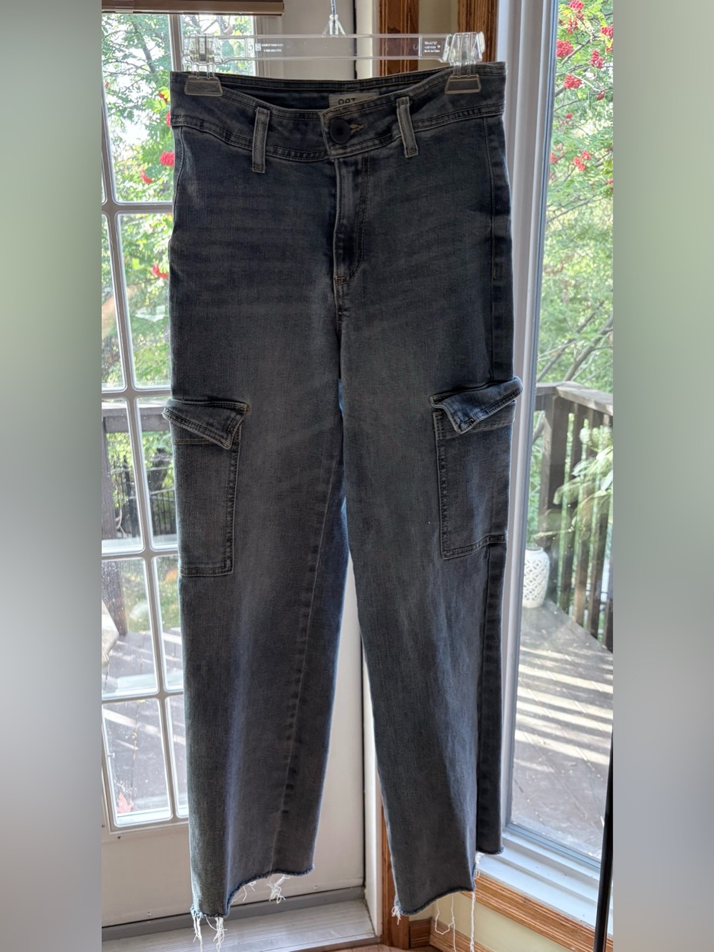 OAT New York Denim Utility Cargo Jeans Raw Hem size 26